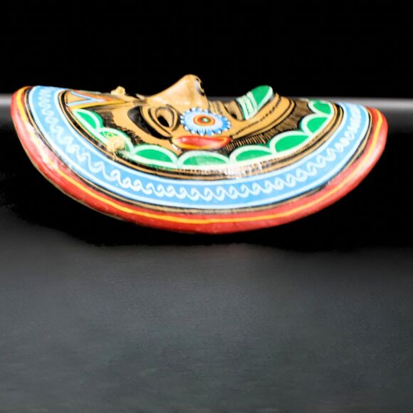 Vintage Mexican Talavera Mask Hand Painted Folk Art Clay Terracotta Wall Hanging - Picture 4 of 6